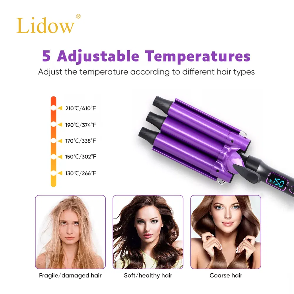 1 Inch Ceramic Tourmaline Triple Barrel Hair Waver