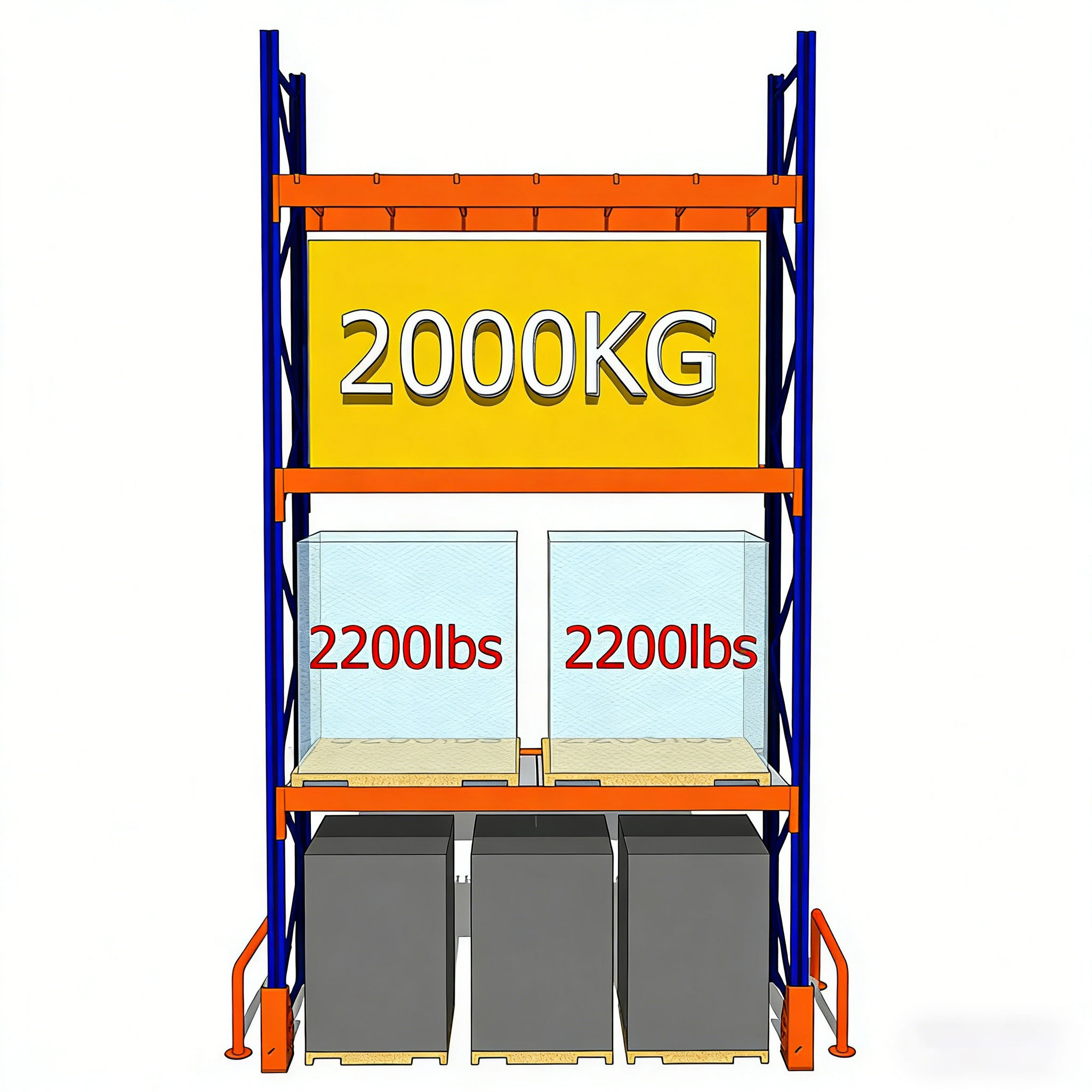 500-2000KG Heavy Duty VNA Pallet Rack Adjustable Anti-Rust Durable Industrial Shelving with Steel Deck