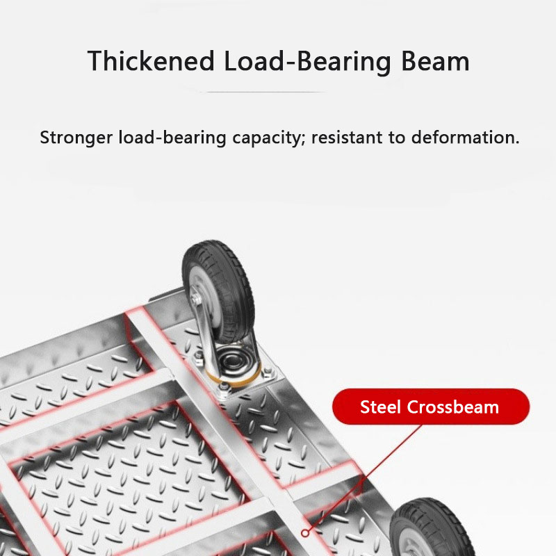 Durable 100 to 1500kg Steel Flatbed Hand Truck Trolley Foldable Platform Trolley Four-Wheel Carrying Carts Trolleys