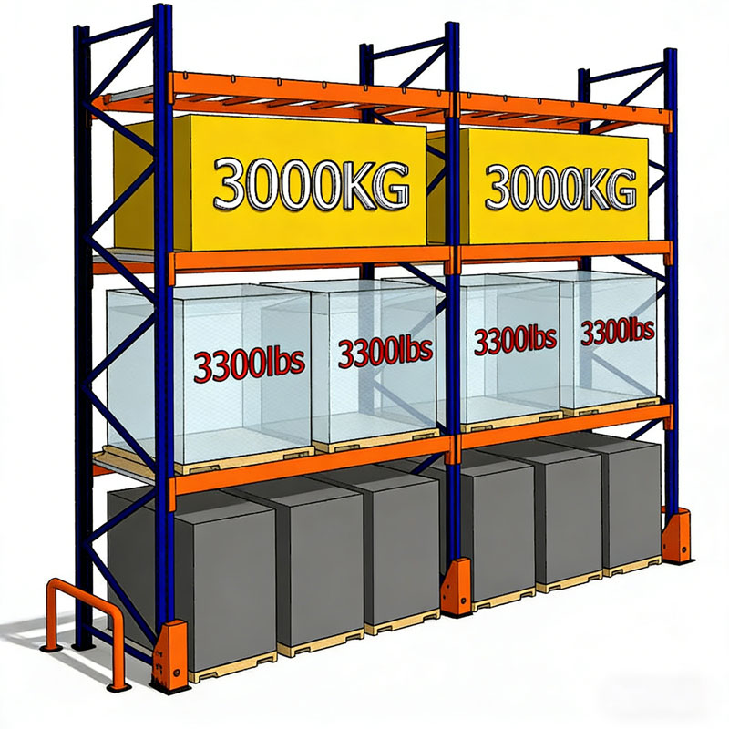 500KG to 3000KG Capacity Warehouse Heavy Duty Pallet Rack with Support Frame Warehouse Shelving Beam Shelves