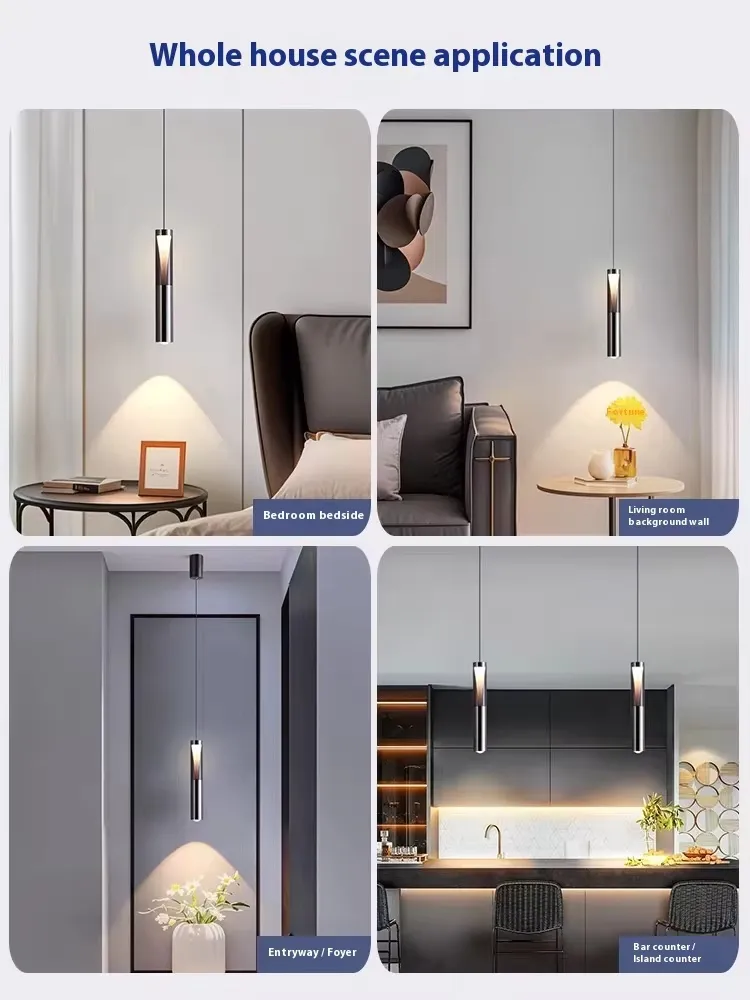Luz colgante ajustable nórdica moderna para decoración minimalista de dormitorio junto a la cama