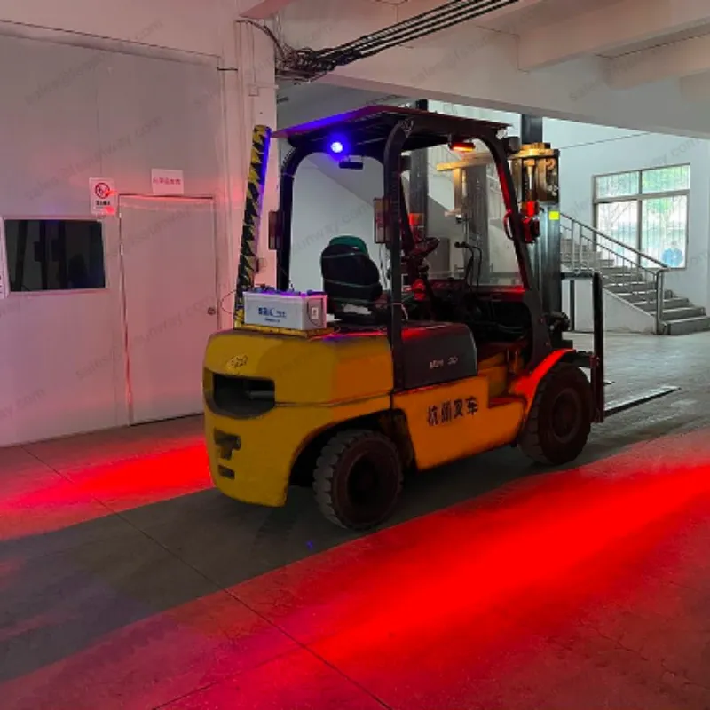 Aplicación carretilla elevadora zona roja de seguridad