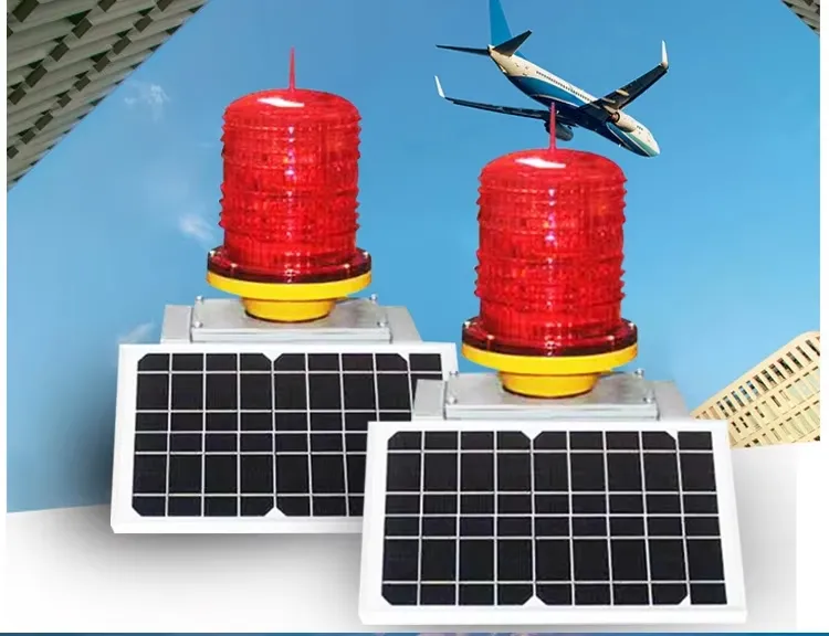 Luces de obstrucción de aviación LED solares industriales alimentadas por energía solar gratuita