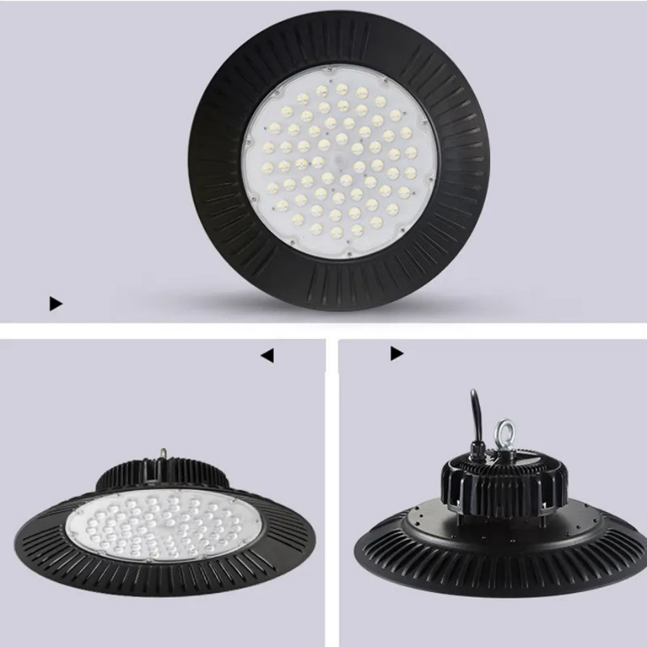 150W Luz LED de alta bahía UFO 6500K Blanca AC110-277V IP65 Iluminación comercial a prueba de agua para almacén industrial, garaje, tienda, gimnasio, fábrica