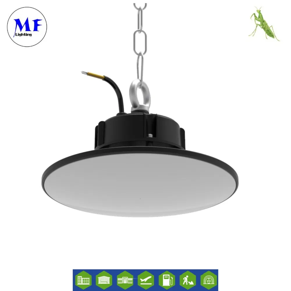 Fábrica Industrial 100W-240W Luz de Alta Bahía LED UFO con Kit de Emergencia Control Inteligente para Almacén Planta Estacionamiento Subterráneo Estadio Iluminación Interior