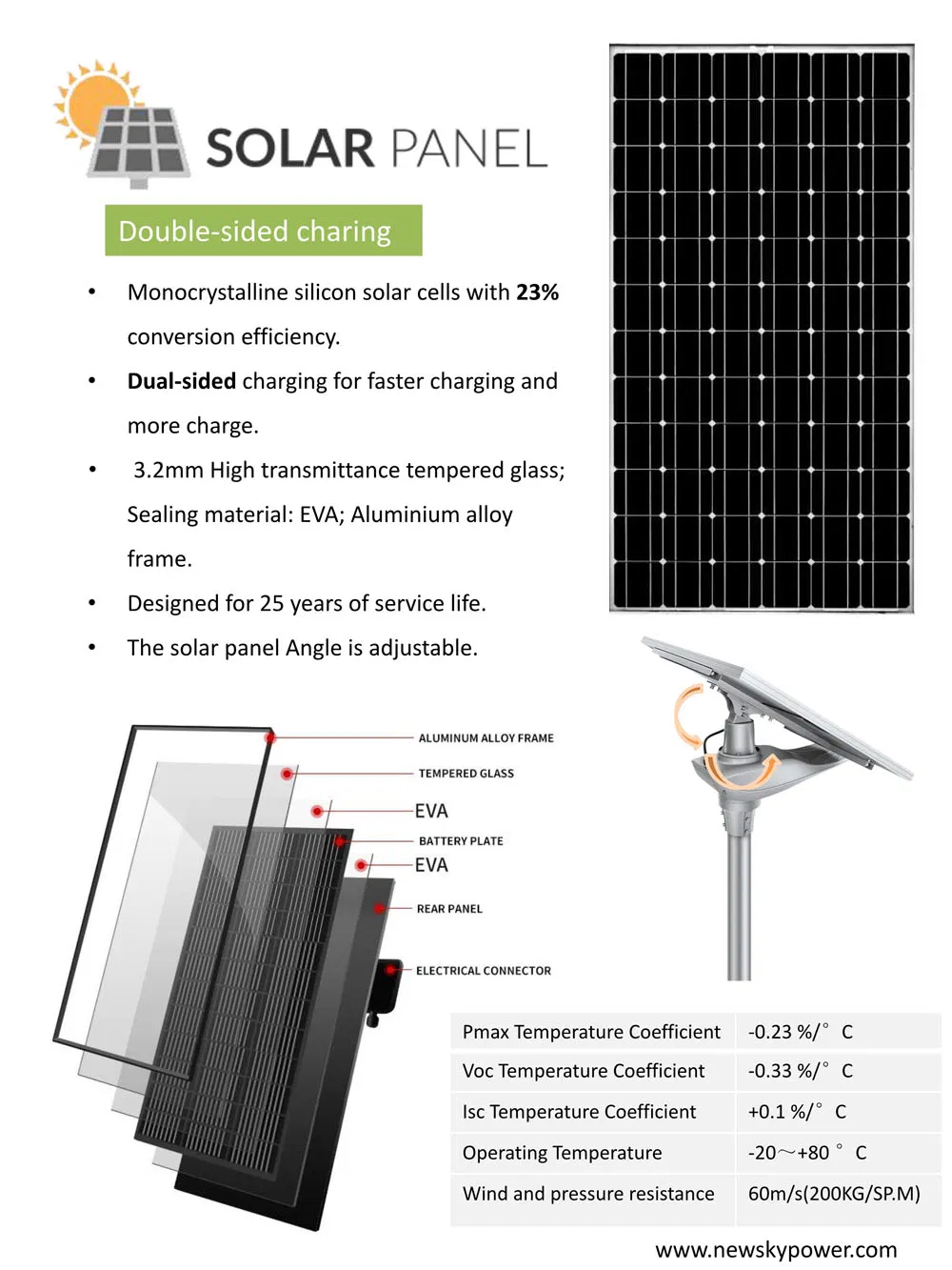 Lámpara de calle LED solar de alta resistencia 80W Vista 1