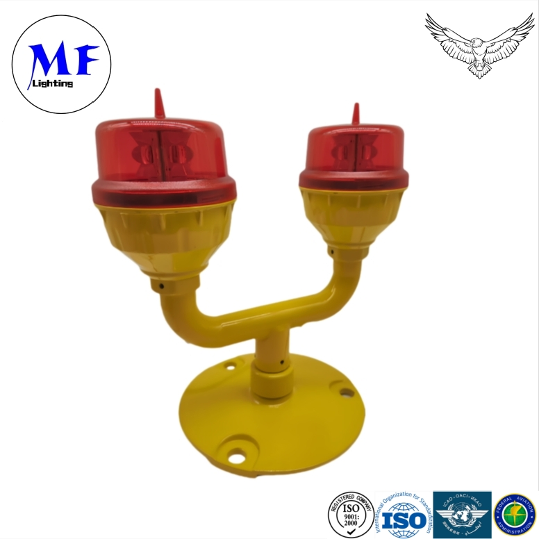 Precio de fábrica IP66 DC12V-48V AC110-240V Faro de advertencia LED rojo para aeronaves, luz de obstáculo aeronáutica para edificios altos, chimeneas industriales