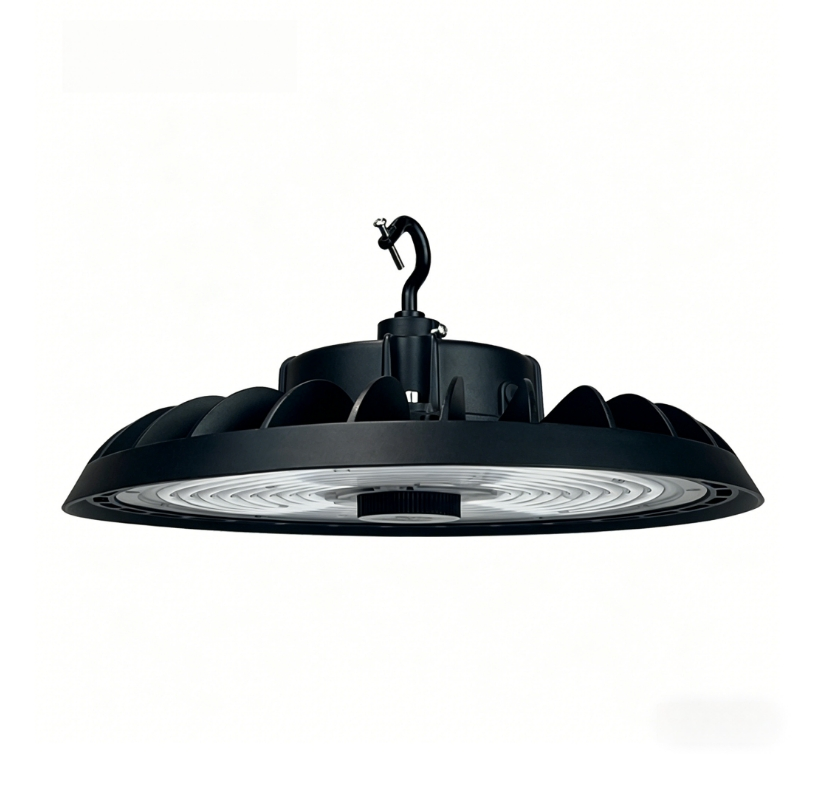 240W Luz de alta bahía UFO de inducción inteligente, lámpara industrial LED de alto lumen, iluminación a prueba de agua y anti deslumbramiento para garaje y espacio de trabajo