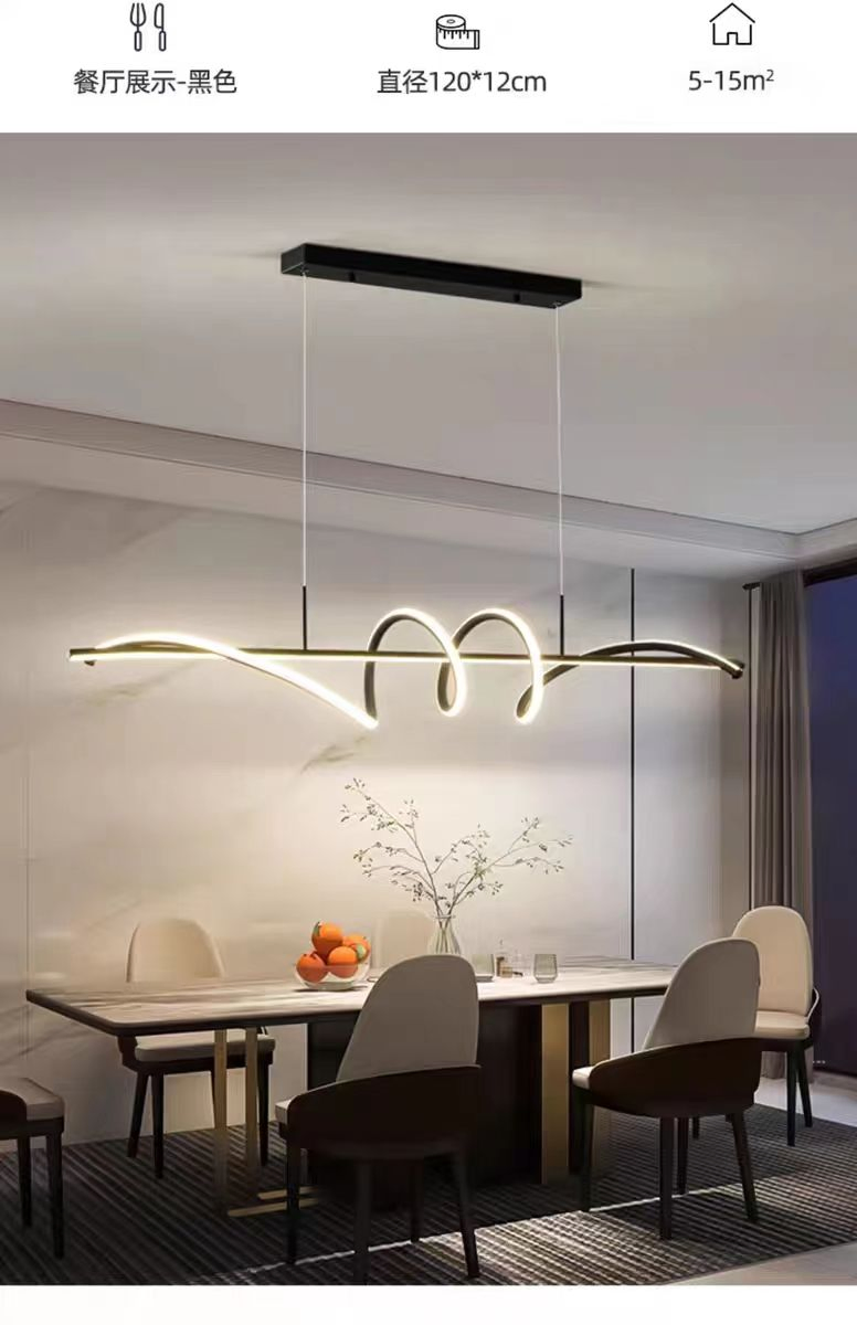 Fábrica Mayorista de Iluminación Guzhen Lámpara Colgante LED de Aluminio Negro para Comedor en Tienda en Línea Lámpara de Araña de Venta Caliente