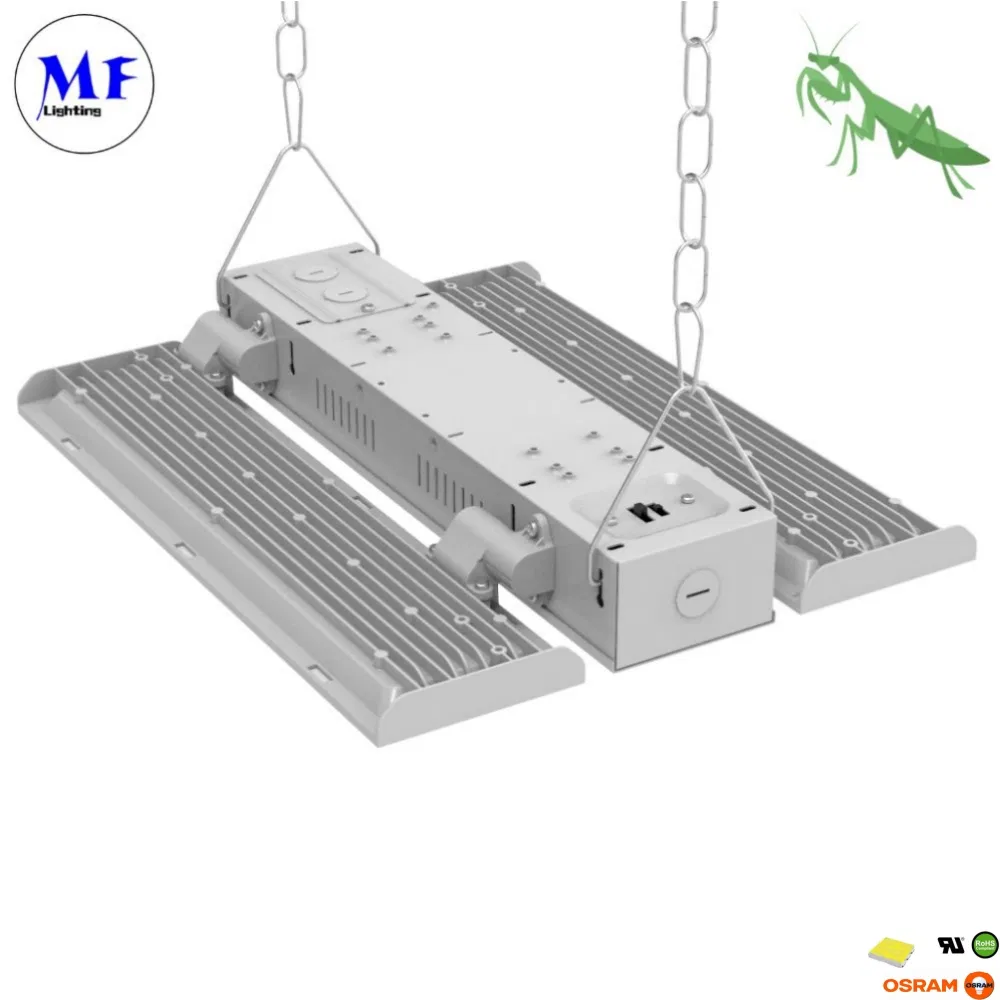 100-400W IP65 Lámpara de alta bahía LED impermeable con sensor de control de atenuación inteligente, luminaria industrial lineal para fábrica, taller, estación de servicio