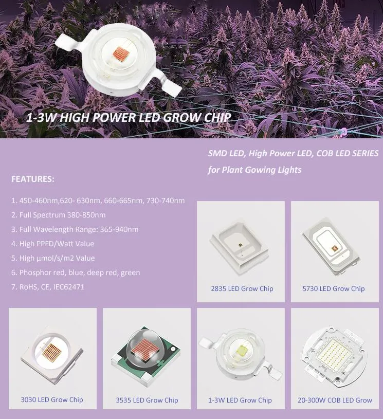 Suministro de fábrica 45mil Chip Bridgelux Epistar 1W 3W Diodo LED rojo 440nm 620nm 630nm 640nm 660nm 3030 3535 LEDs SMD Visión industrial de máquinas