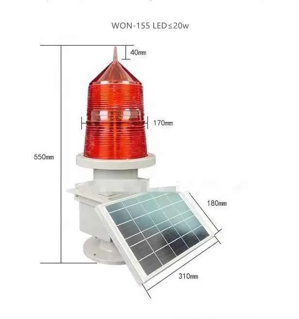IP65 Luz de Obstrucción Solar de Grado Industrial para Grúas Torre Alta Seguridad Exterior