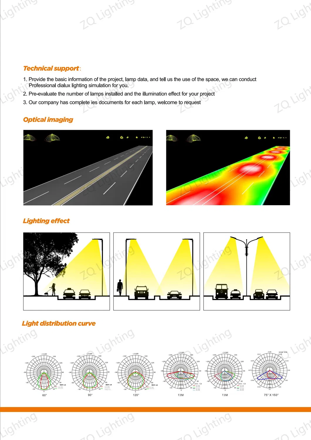 Luz LED de calle Iluminación exterior Vía carretera Área urbana Estacionamiento