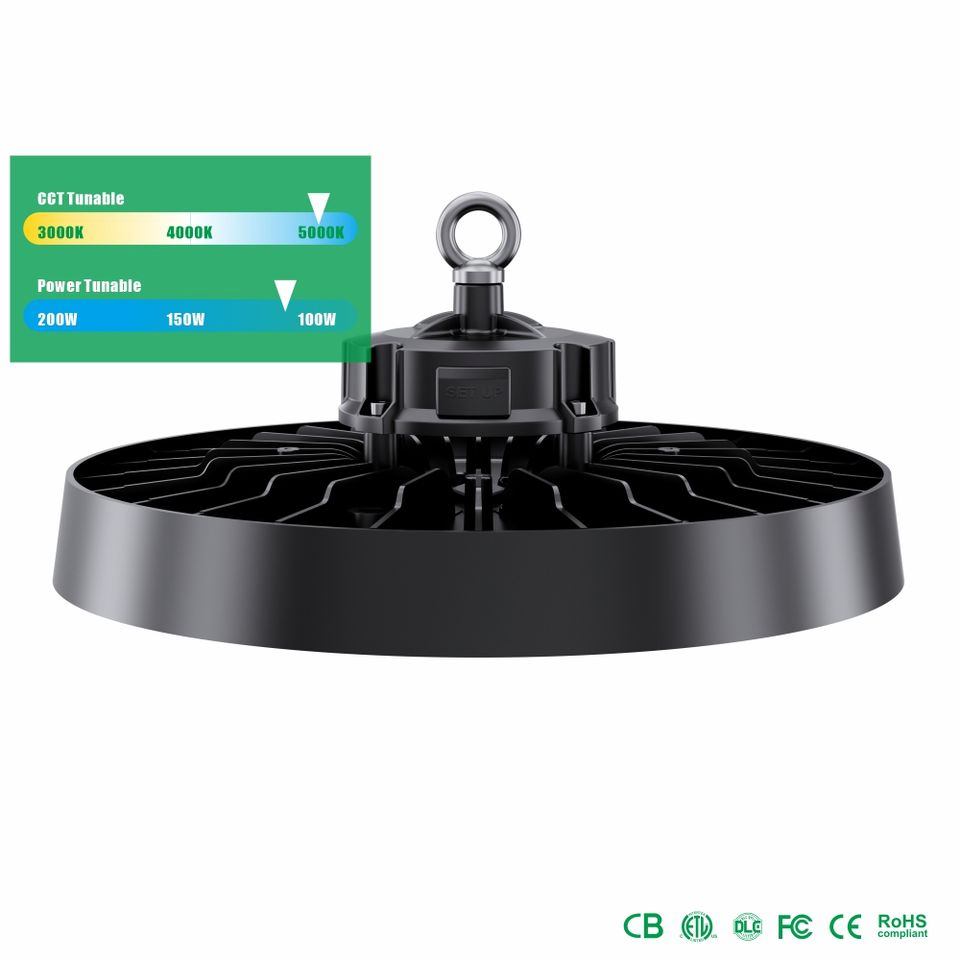 Precio de fábrica al por mayor Iluminación comercial e industrial Luz de dosel 100W 150W 200W Luz LED inteligente de alta bahía tipo UFO