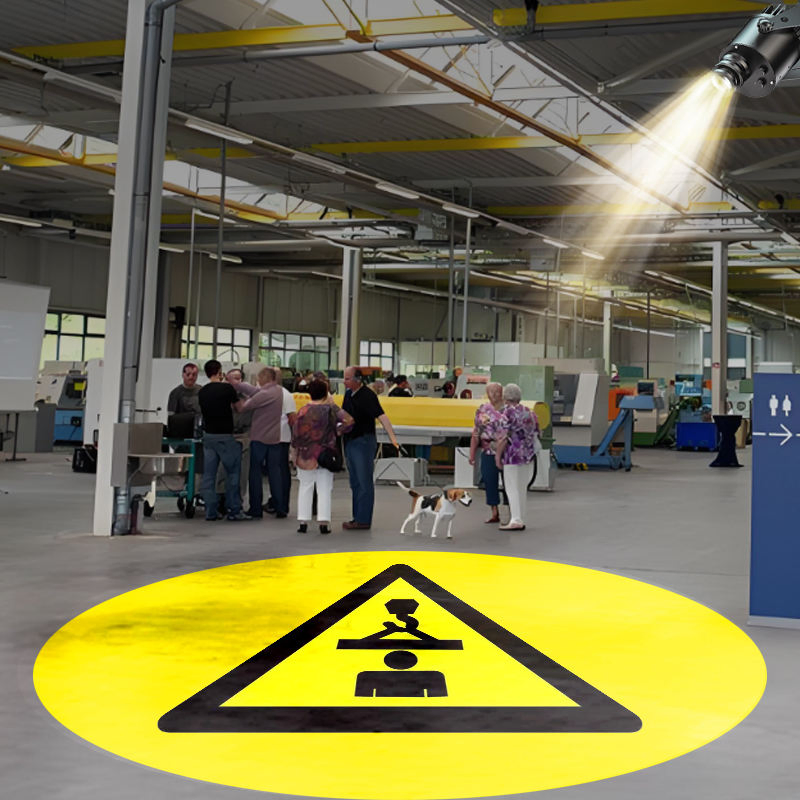 Advertencia de seguridad del proyector Gobo LED industrial de larga duración para proyección en el suelo de fábricas y almacenes
