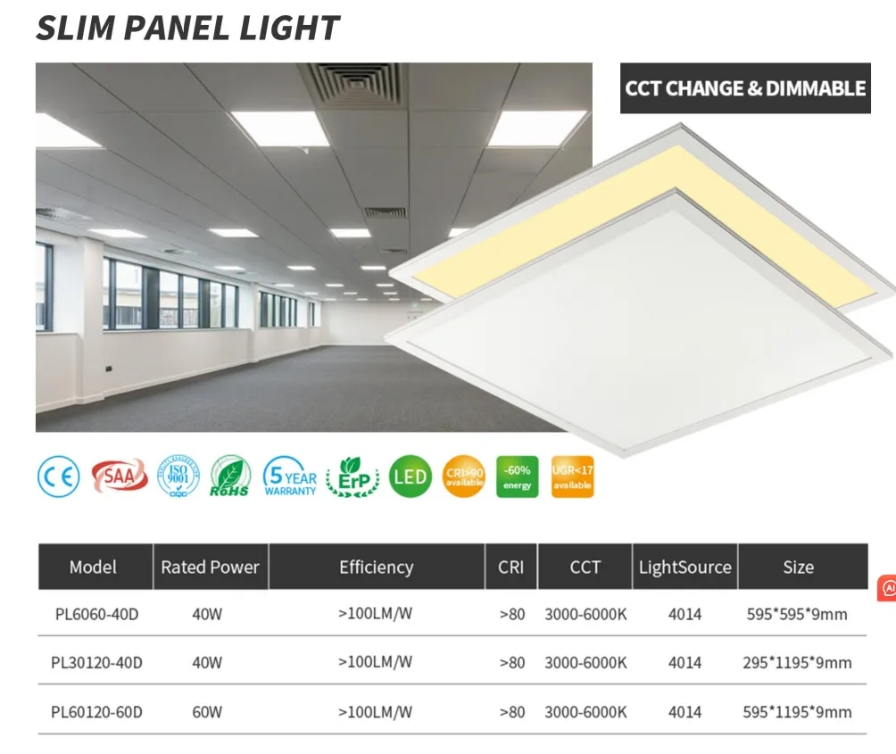 Panel LED ajustable de CCT conmutables 40W Dimmable empotrado Eco techo hogar oficina cambio de color industrial 600X600mm
