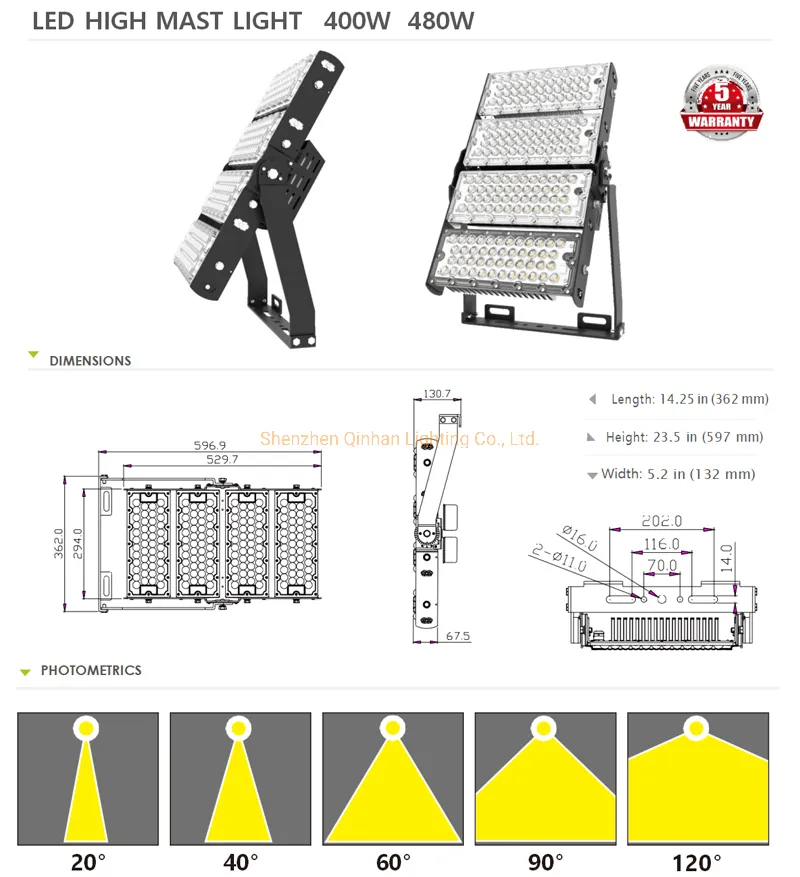 160lm/W 400W Luz LED de alta bahía industrial interior