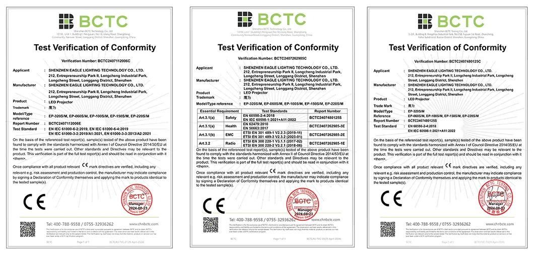 Certificado CE del Proyector de Señal Virtual