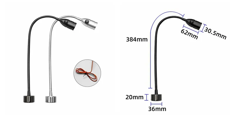 Luz de trabajo industrial con base magnética de cuello flexible para torno, banco de trabajo, parrilla, lectura, máquina CNC, luz LED para máquina de coser