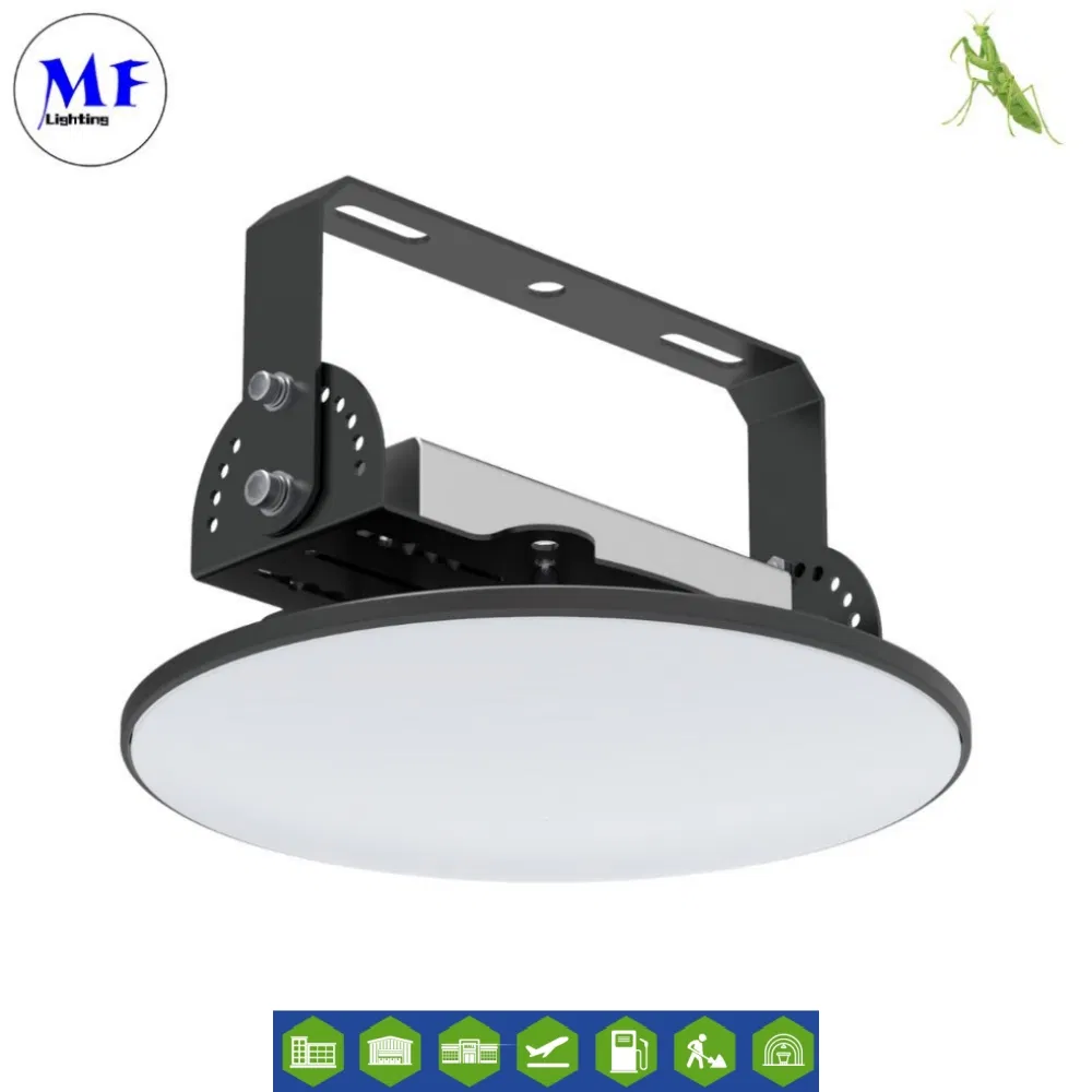 Fábrica Industrial 100W-240W Luz de Alta Bahía LED UFO con Kit de Emergencia Control Inteligente para Almacén Planta Estacionamiento Subterráneo Estadio Iluminación Interior