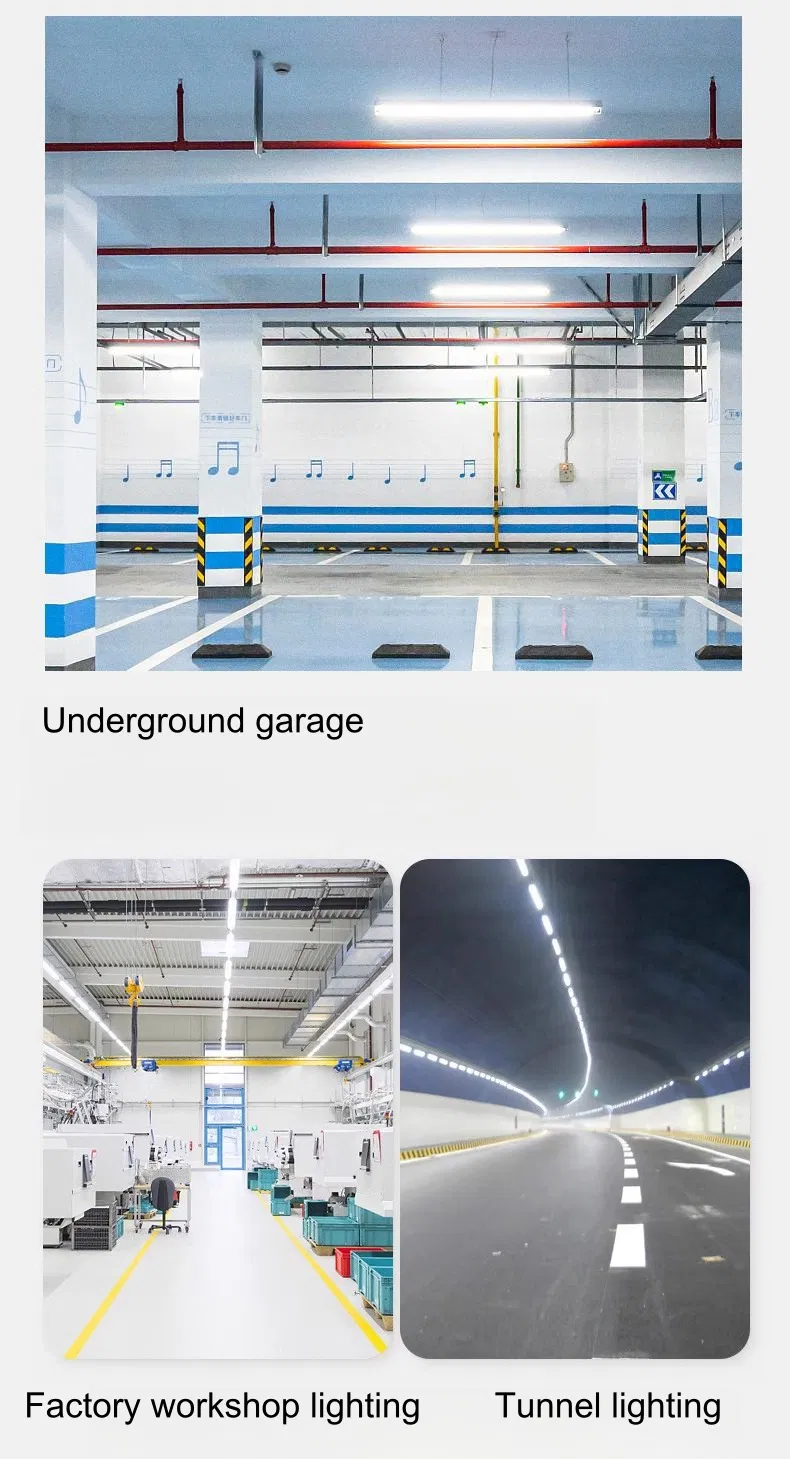 Luz de Fixture LED Tri-Proof Industrial Exterior 120cm 4FT 40W para Iluminación de Taller, Estacionamiento/Túnel