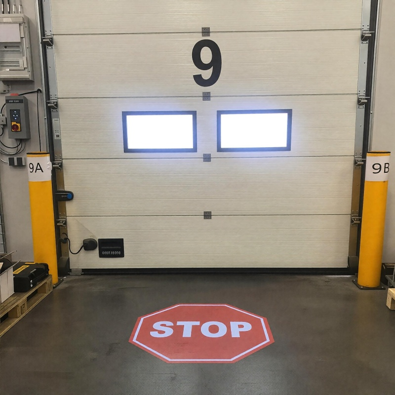 Proyector industrial de imagen HD de logotipo personalizado con proyección LED para advertencia de seguridad en el suelo del taller y almacén