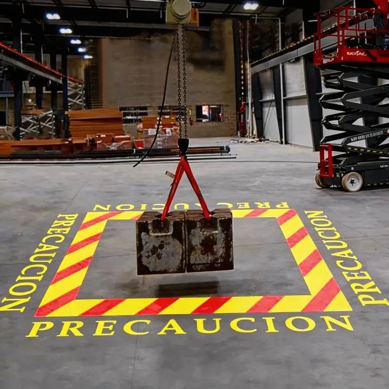 Imagen de señal de advertencia de seguridad virtual para suelos industriales, proyector LED Gobo de larga distancia para grúas de puente