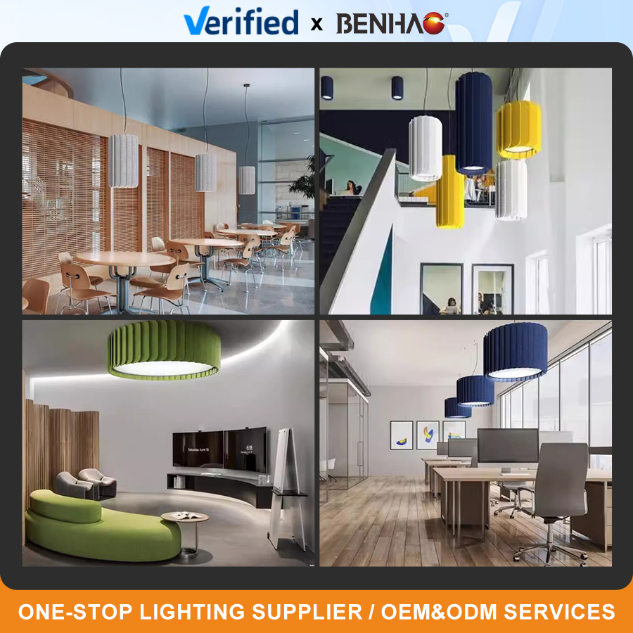 Lámpara de araña LED de estilo industrial con absorción de sonido para iluminación de cafeterías y restaurantes