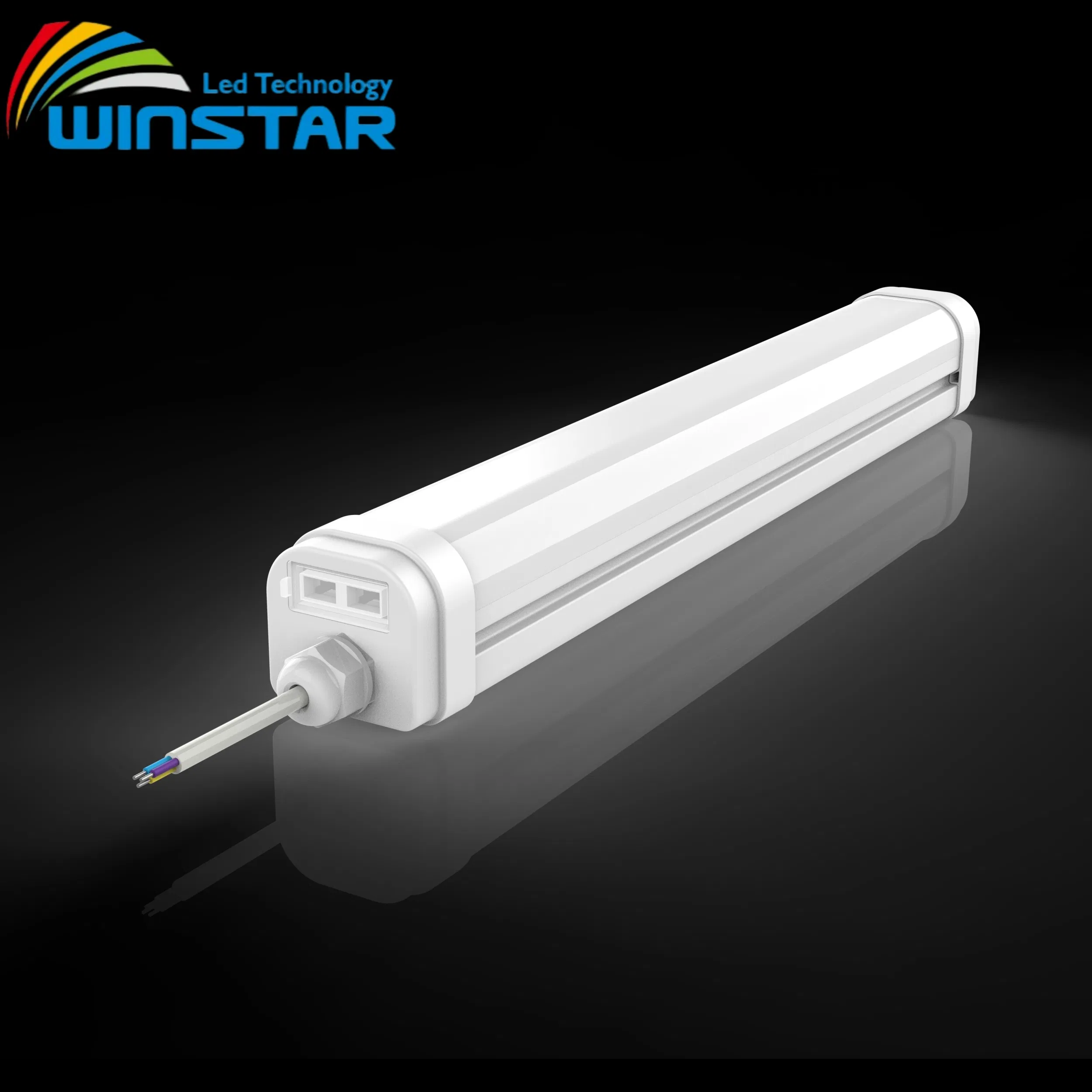 Luz LED Triproof Integrada Inteligente 130lm/W Batten EMC Enlazable CCT Interruptor de Potencia IP66 Lámpara a Prueba de Polvo Corrosión Iluminación Lineal Industrial Aparcamientos