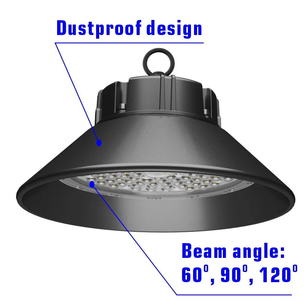 Iluminación de alta bahía LED UFO de 100 W para industria, almacén, exposición, a prueba de polvo 100W 15000lm almacén industrial IP65 a prueba de agua iglesia 120W 100