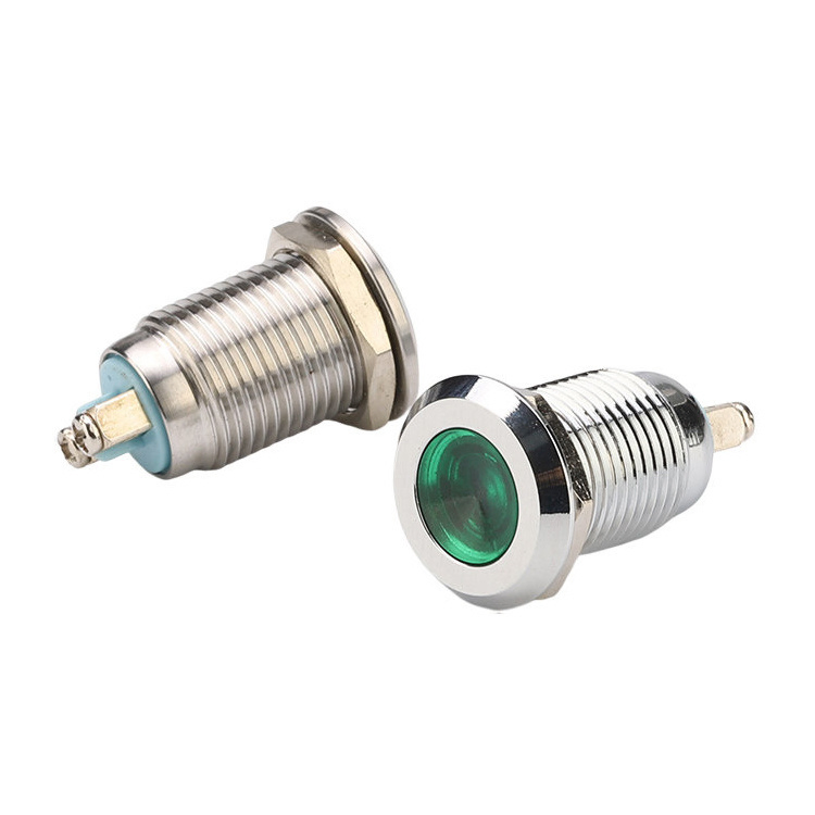 Alta Durabilidad 12mm Luz Indicadora LED de Cabeza Plana Metálica Impermeable para Maquinaria Industrial 48 Voltios