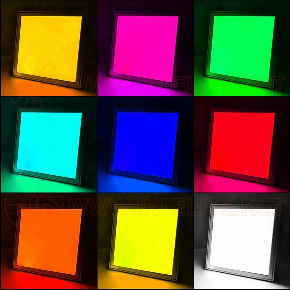 60*60 Luz de panel inteligente RGB CCT personalizable LED estilo industrial con diseño cuadrado empotrado RGB