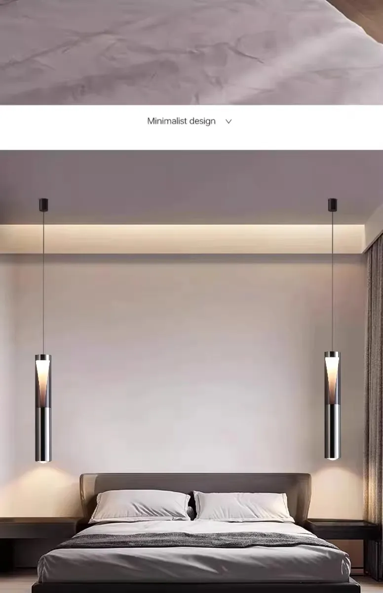 Luz colgante ajustable nórdica moderna para decoración minimalista de dormitorio junto a la cama