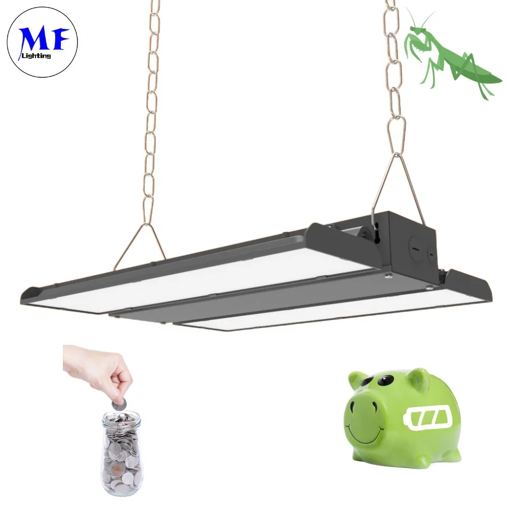 100-400W IP65 Lámpara de alta bahía LED impermeable con sensor de control de atenuación inteligente, luminaria industrial lineal para fábrica, taller, estación de servicio