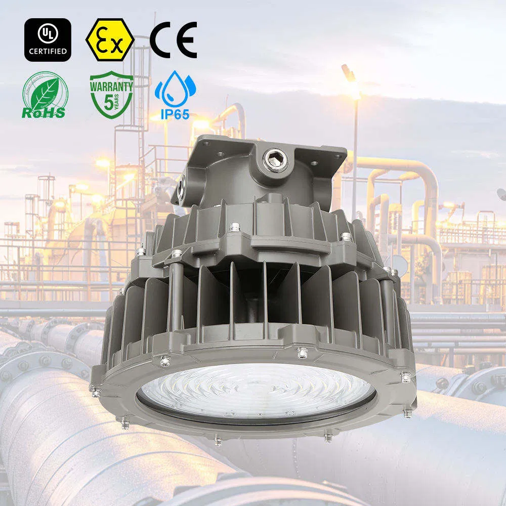 Iluminación a Prueba de Explosiones Industrial 90W-200W IP65 Luz de Alta Bahía Dob LED a Prueba de Explosiones y Resistente al Agua para Plantas Petroquímicas