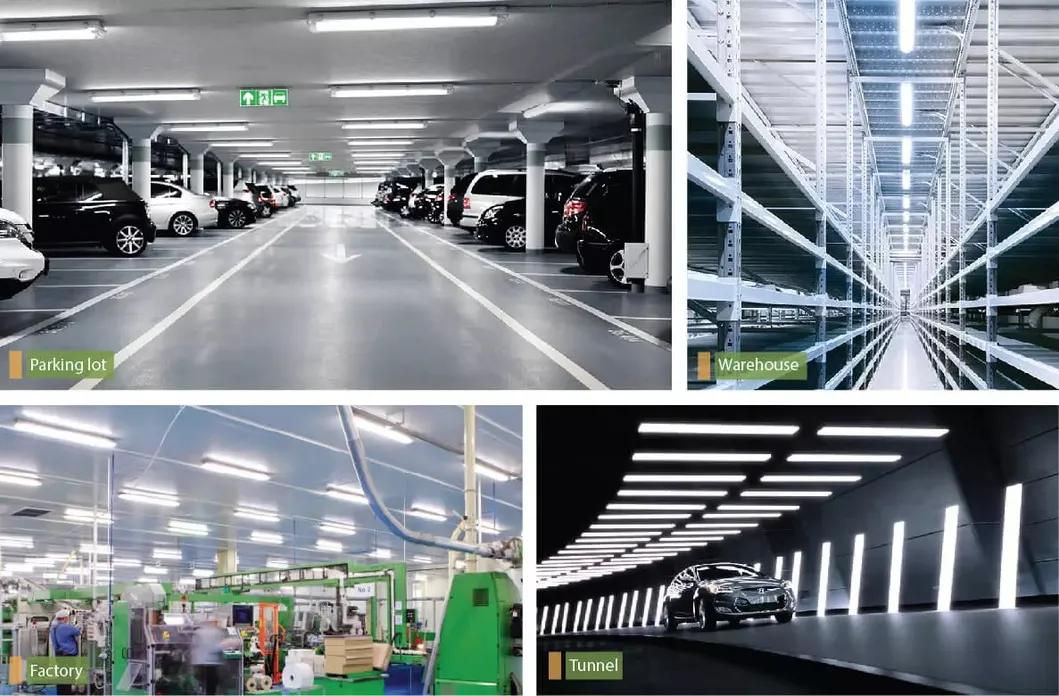 Aplicación práctica en estacionamiento y almacén de la luz led