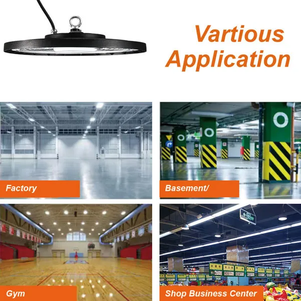Luz de iluminación a prueba de explosiones para garaje industrial almacén alta bahía 100W 150W 200W Luz LED alta bahía portátil tipo UFO lineal