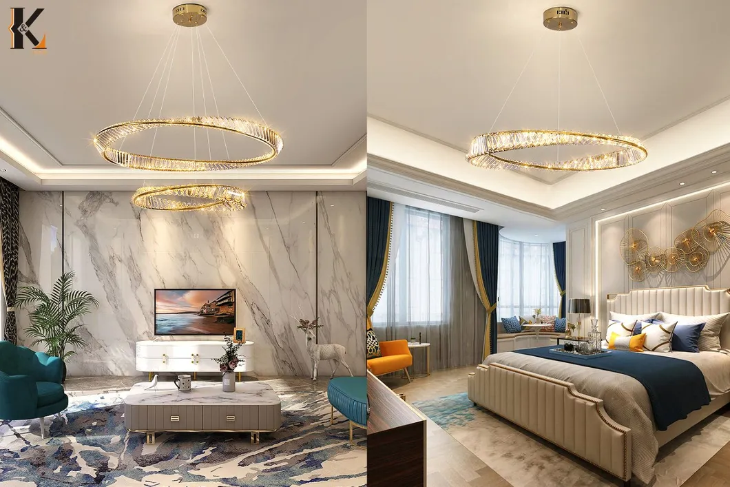 Candelabros contemporáneos europeos para vivir, hotel, colgante de techo LED, lujo en la decoración del hogar, candelabro moderno de cristal para interiores