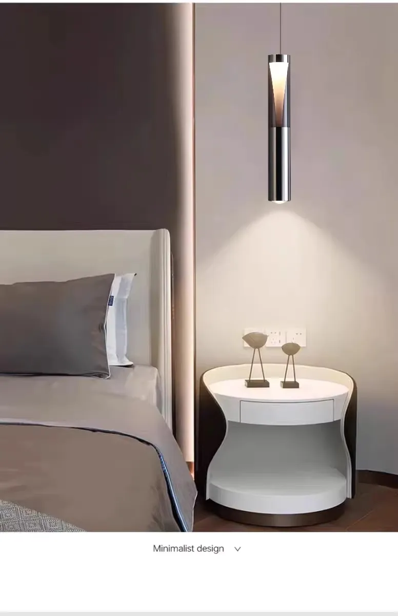 Luz colgante ajustable nórdica moderna para decoración minimalista de dormitorio junto a la cama