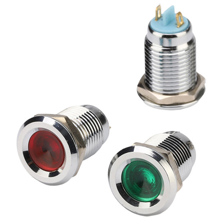 Precio Mayorista 12mm Terminal de Pin Plano de Metal Impermeable para Maquinaria Industrial 220V Luz Indicadora LED