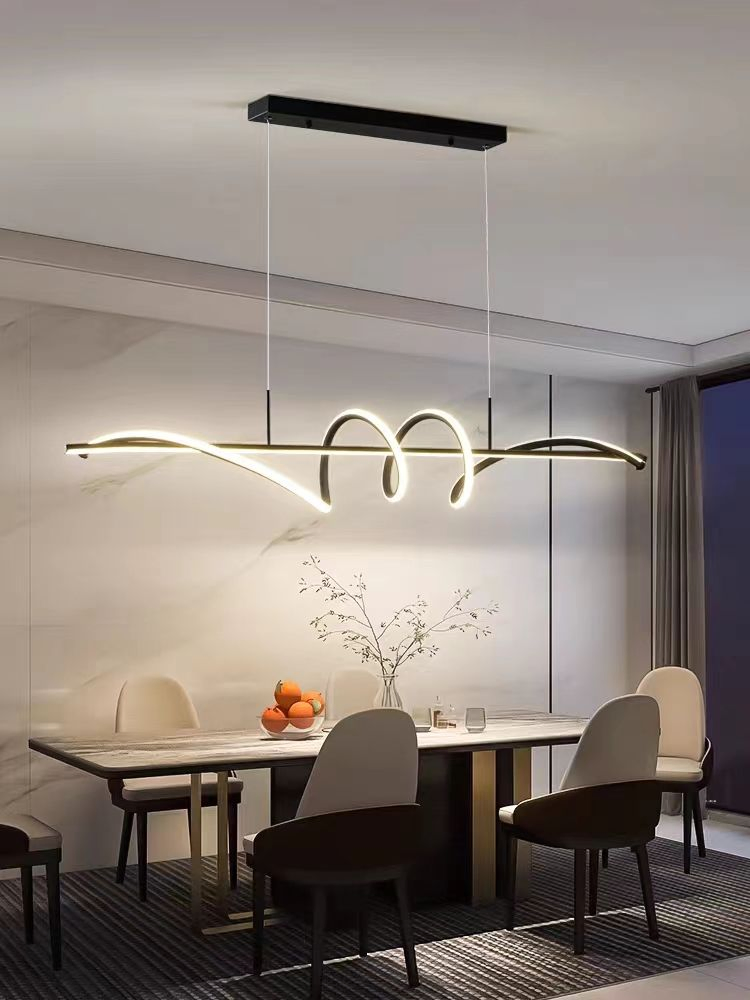 Fábrica Mayorista de Iluminación Guzhen Lámpara Colgante LED de Aluminio Negro para Comedor en Tienda en Línea Lámpara de Araña de Venta Caliente