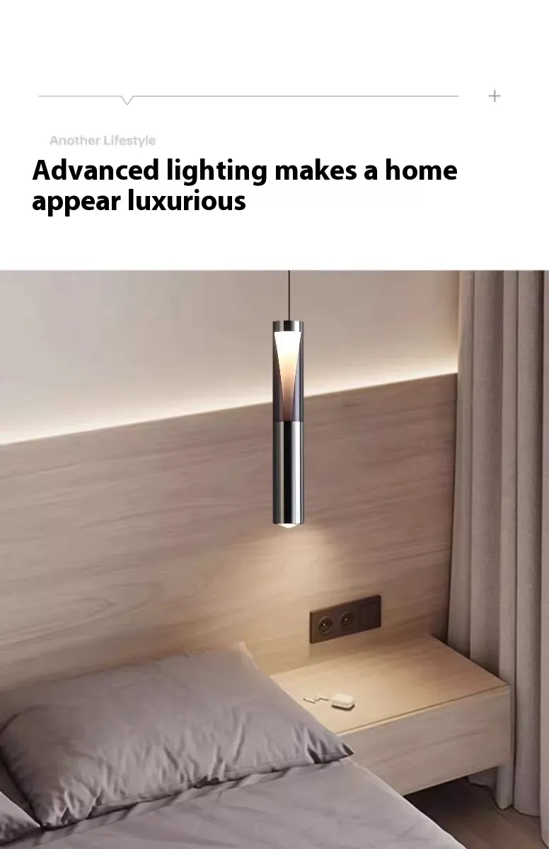 Luz colgante ajustable nórdica moderna para decoración minimalista de dormitorio junto a la cama