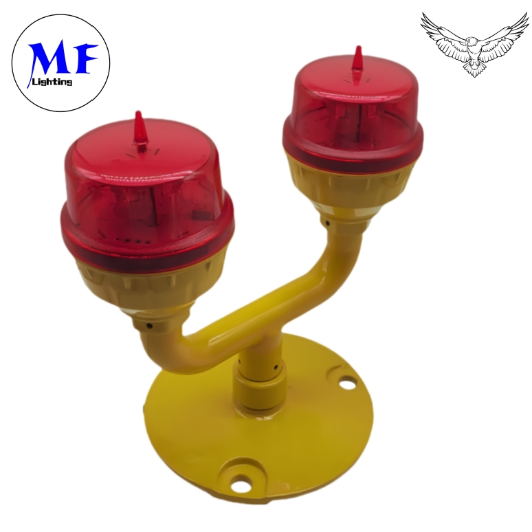 Precio de fábrica IP66 DC12V-48V AC110-240V Faro de advertencia LED rojo para aeronaves, luz de obstáculo aeronáutica para edificios altos, chimeneas industriales