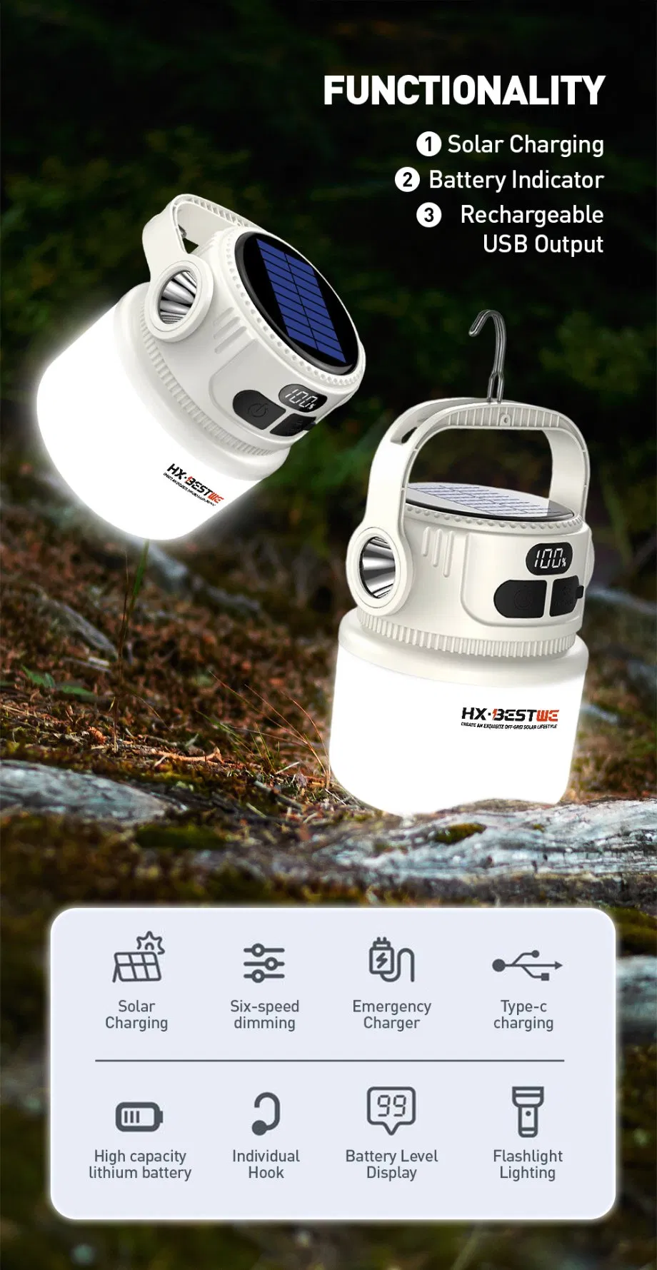 Luz de camping solar
