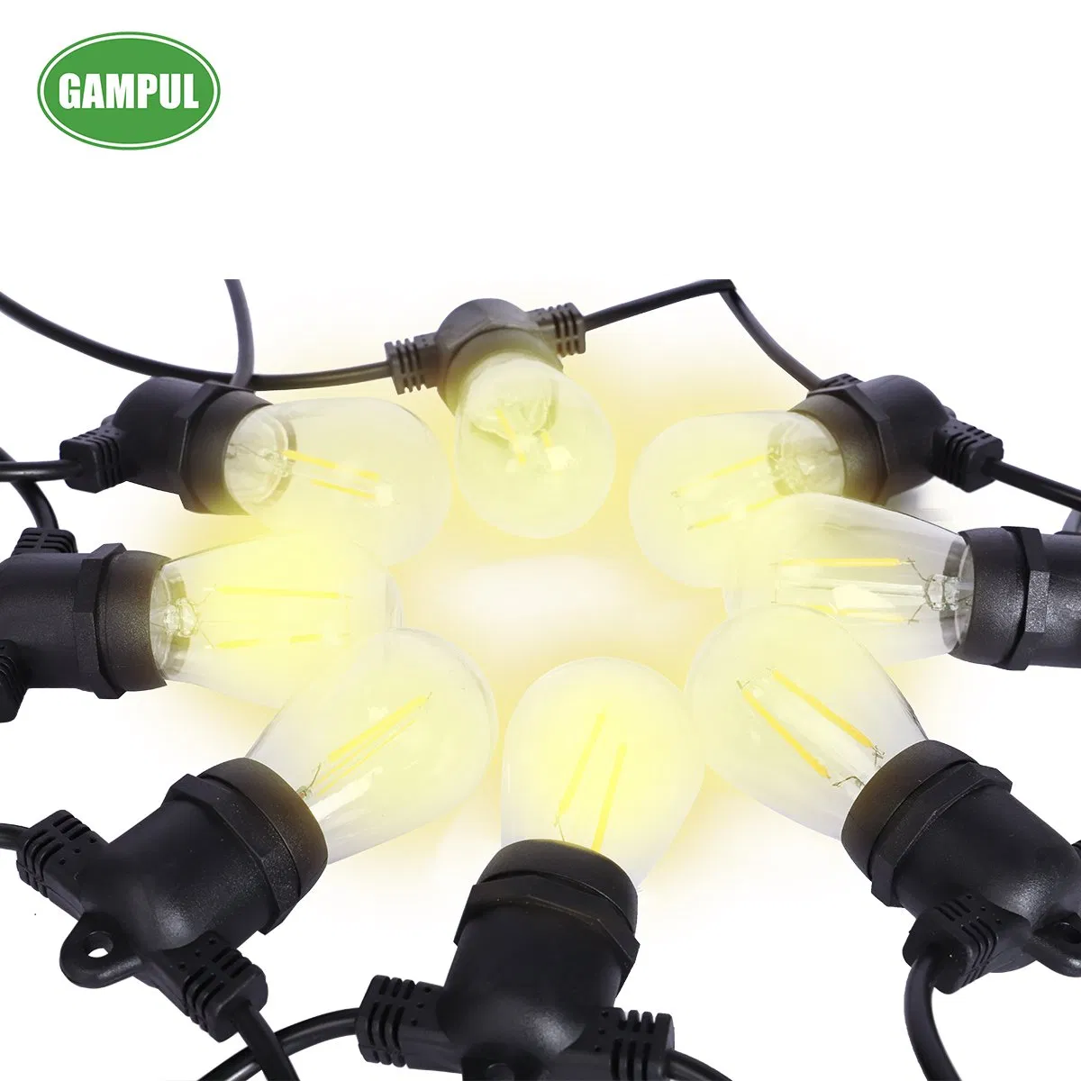 Luces de Cadena de Filamento LED Reemplazo Solar Alimentado a Prueba de Clima para Decoraciones del Hogar Iluminación de Vacaciones 1W S14 E26