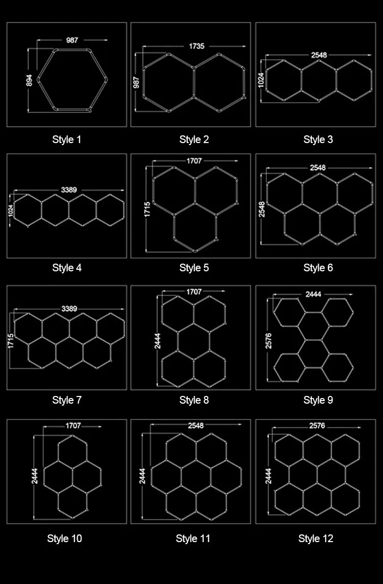 Iluminación hexagonal LED eficiente en energía para talleres de automóviles, salas de equipos automotrices y espacios industriales