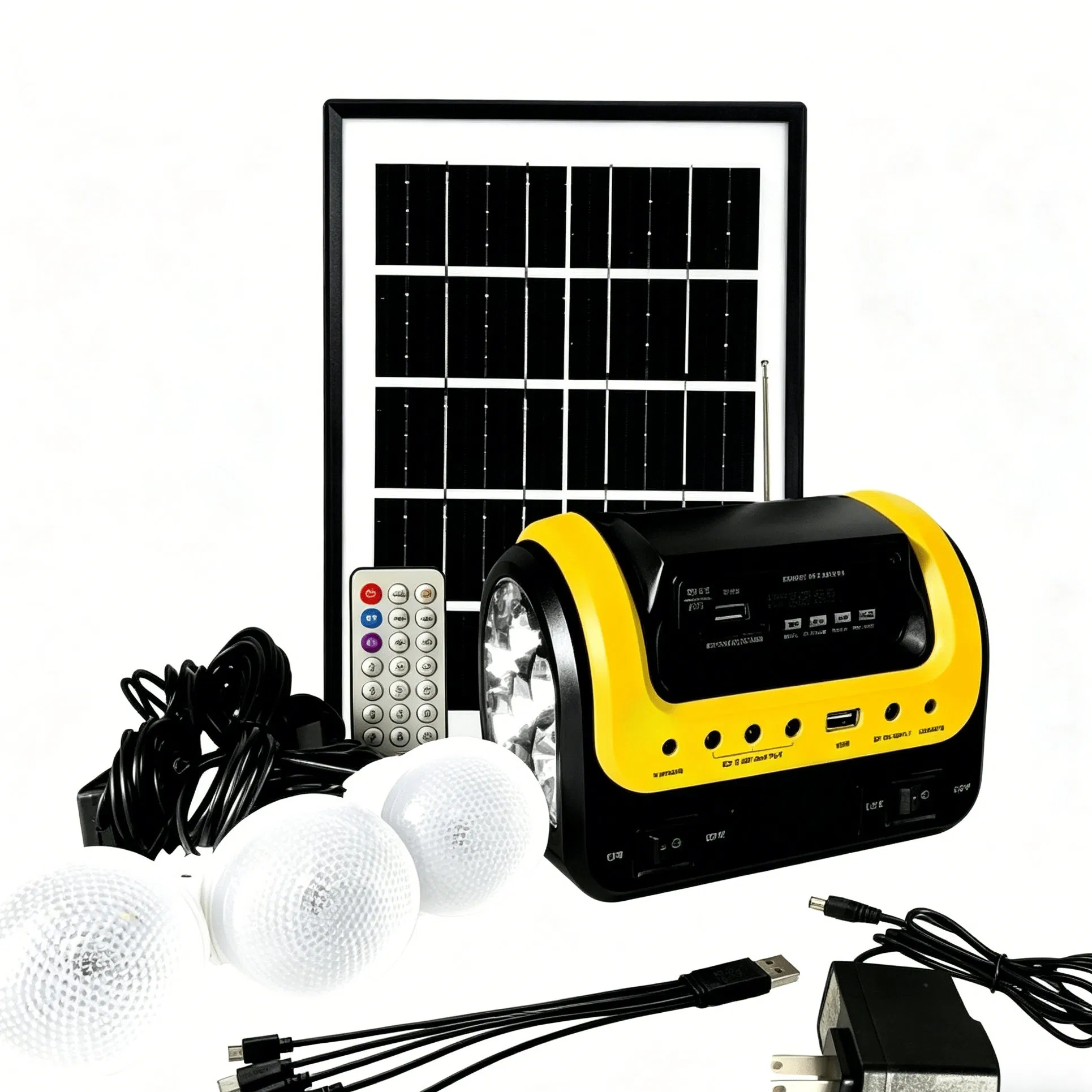 Conjunto de Iluminación Solar de Emergencia al Aire Libre 5W Panel 3 Bombillas LED 5000mAh
