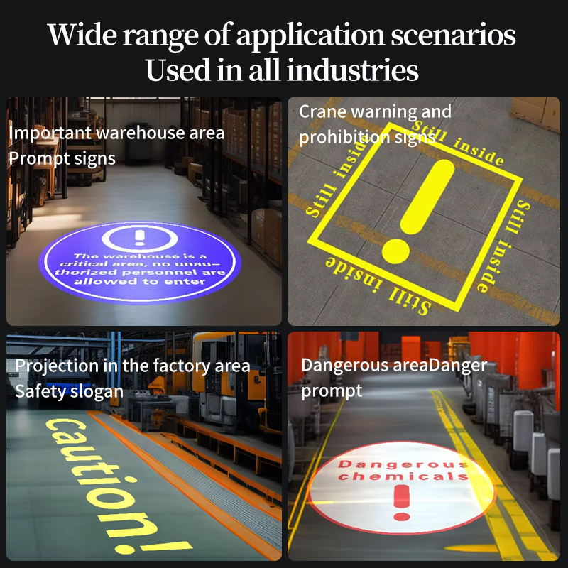 Advertencia de seguridad del proyector Gobo LED industrial de larga duración para proyección en el suelo de fábricas y almacenes