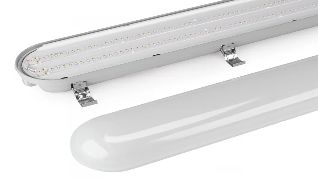 Detalle de conexión de luz de tubo LED a prueba de agua