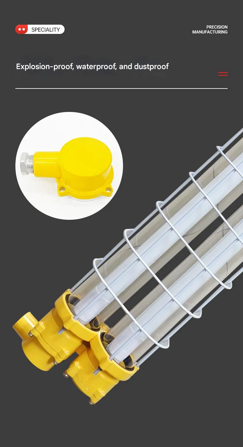 Lámpara fluorescente a prueba de explosiones de tubo LED de aluminio fundido a presión, resistente al agua y de alta resistencia industrial IP66